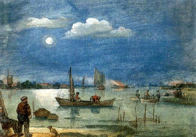 AVERCAMP, Hendrick Fishermen by Moonlight oil painting picture